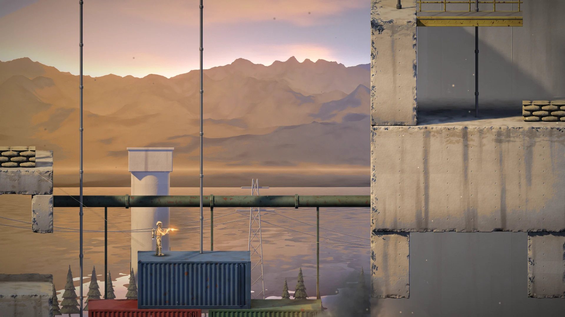 A firefight in the container yard on Dustline Dam